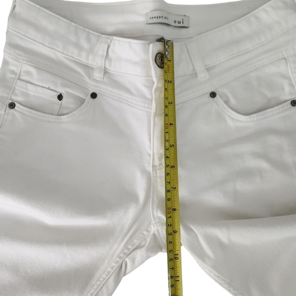 OUI Newport Slim White Jeans with Stripe Cuffs size 6 - Picture 14 of 16